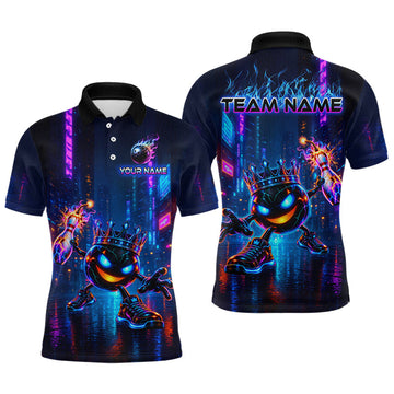Maxcorners Custom Neon Hero Bowling Ball & Pin Shirts for Men Bowling Team Jersey Bowling Outfit