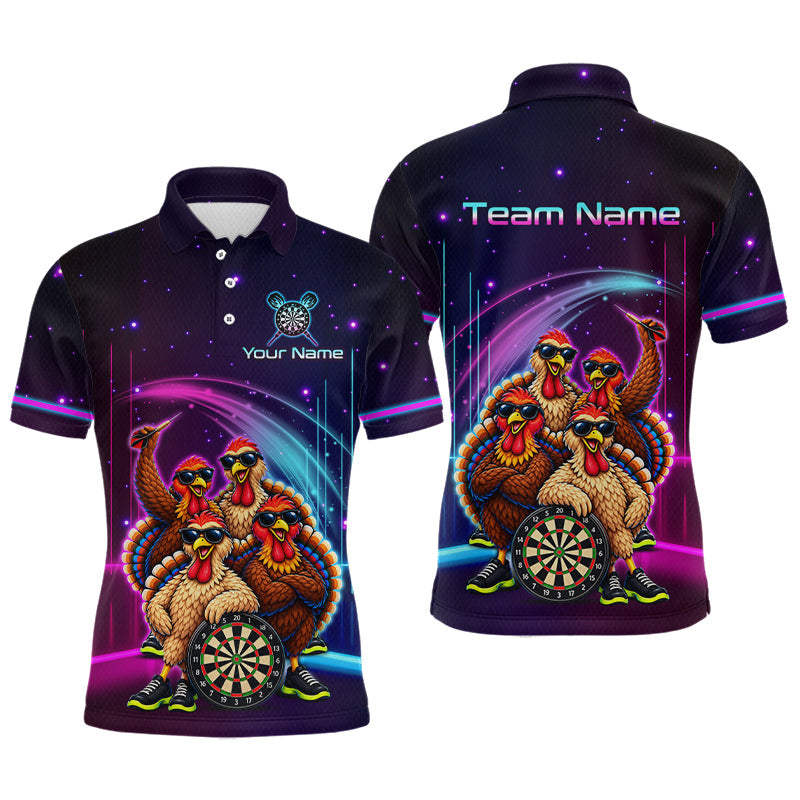 Maxcorners Custom Funny Team of Four Turkeys Dart Shirt for Men Dart Jersey