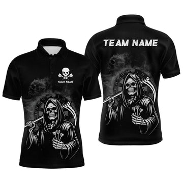 Maxcorners Personalized Grim Reaper Dart Shirt for Men Dart League Jersey Dartboard Shirt Polo & Quarter-Zip LM1903