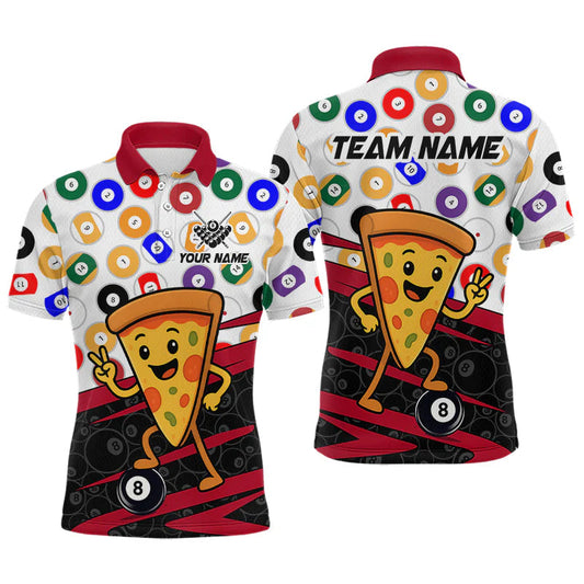 Maxcorners Custom Funny Fast Food & 8 Ball Billiard Shirt for Men Pizza Pool Shirt Billiard Pattern Jersey LM0106