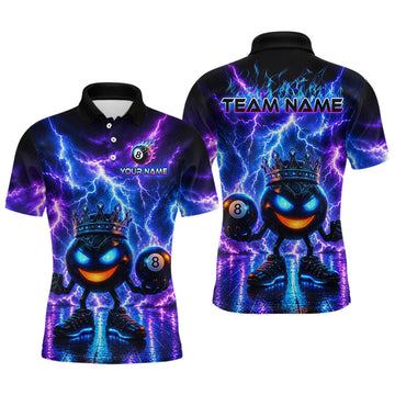 Maxcorners Thunder Lightning Crown King 8 Ball for Billiards Shirt Men Custom Pool Team Jersey