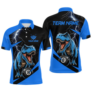 Maxcorners Custom Funny Dinosaur 8-Ball Billiard Team Shirt for Men, Billiard League Jersey