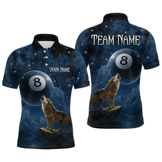 Maxcorners Custom Wolf 8 Ball Billiard Shirts for Men Night Realm Billiard Jersey Pool Shirt LM1705