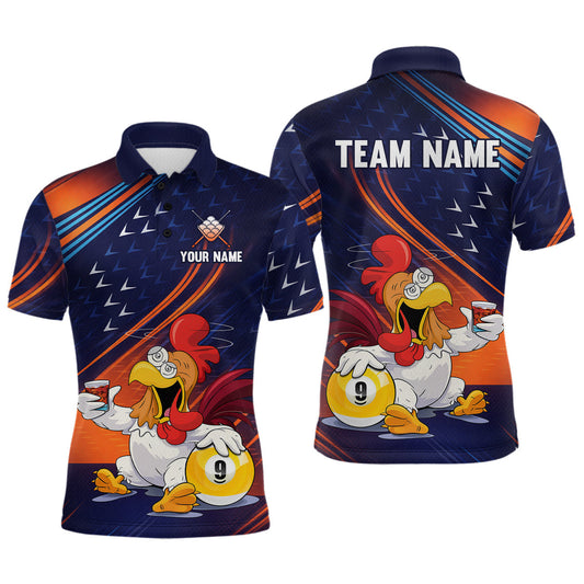 Maxcorners Funny Chicken Billiard Shirts for Men Custom 9 Ball Billiard Jersey Pool Shirt LM1705