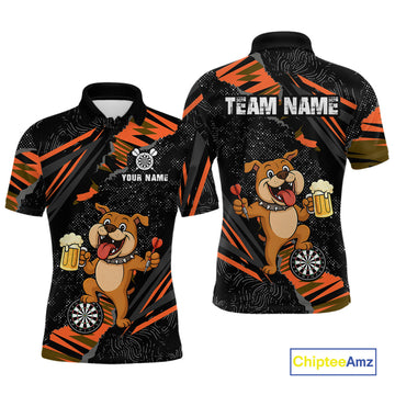 Maxcorners Orange Funny Bulldog Dart Team Shirt for Men Custom Dart Jersey Dartboard Shirt LM1508