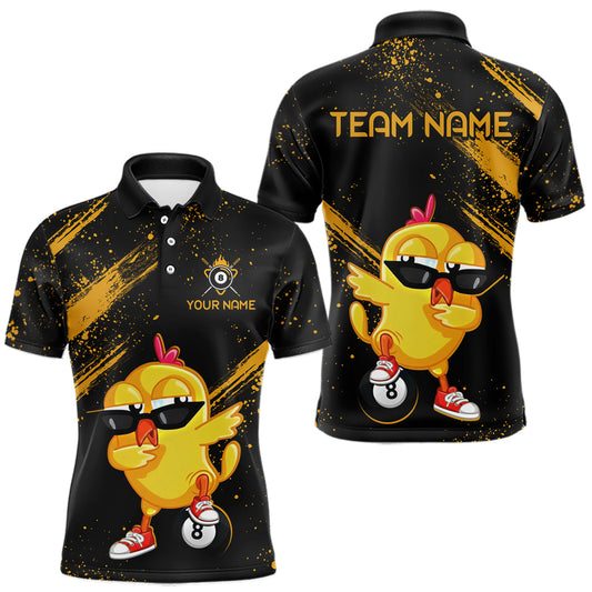 Maxcorners Customized Funny Chicken Billiard 8 Ball Pool Shirts for Men Billiard Jersey for Team Polo & 1/4 Zip LM2603