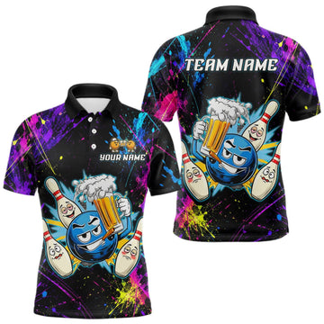 Maxcorners Custom Funny Beer Bowling Shirt for Men Bowling Team Jersey LM0609
