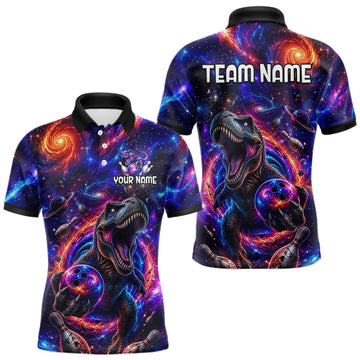 Maxcorners Galaxy Funny Bowling Shirt for Men Custom Bowling League Jersey Polo & Quartr-Zip LM1005