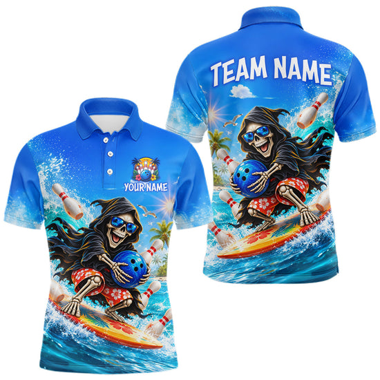 Maxcorners Custom Funny Grim Reaper Bowling League Shirts for Men Bowling Team Jersey