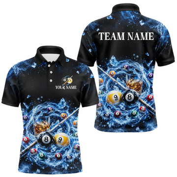 Maxcorners Custom Ice Whiskey Billiard Shirt for Men 8 Ball & 9 Ball Pool Jersey