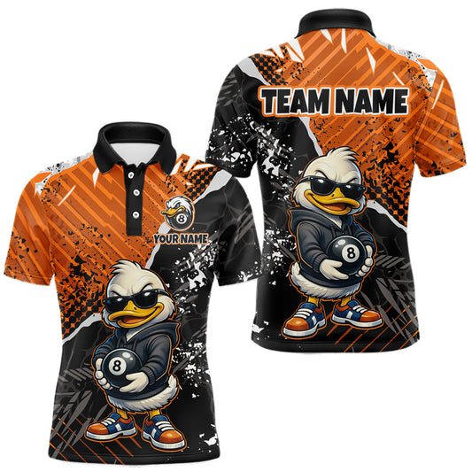 Maxcorners Personalized Orange Funny Duck Billiard Team Shirt for Men 8 Ball Billiard Jersey Pool Shirt Unisex