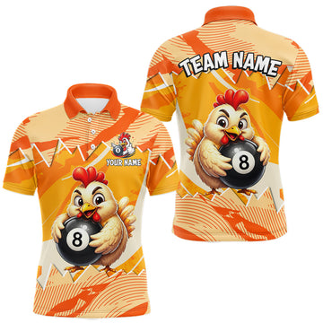Maxcorners Custom Funny Chicken 8 Ball Billiard Shirt for Men Billiard Team Jersey Pool Shirt Polo & 1/4-Zip