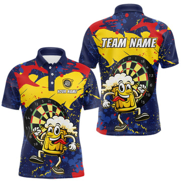 Maxcorners Funny Beer Dartboard Shirt for Men Custom Dart Team Jersey Polo & Quarter-Zip LM1508