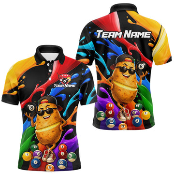 Maxcorners Coloful Funny Potato Billiards Shirt for Men Custom Pool Team Jersey Billiard Player Gift