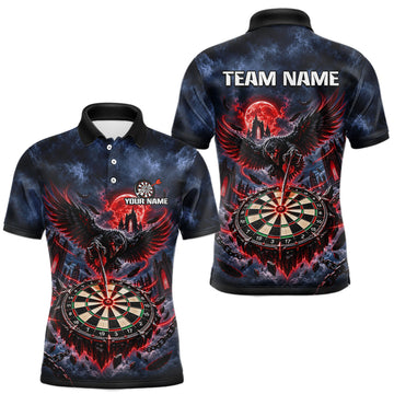 Maxcorners Custom Raven Dart Shirt Red Moon Gothic Dart Team Jersey for Men