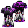 Maxcorners Purple Funny Bowling Team Shirt for Men Custom Bowling League Jersey Polo & 1/4 Zip Bowler Outfit LM2509