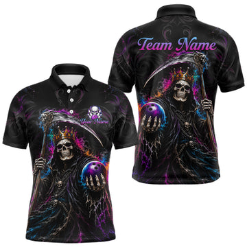 Maxcorners Custom Grim Reaper Crown Skull Bowling Team Jersey for Men