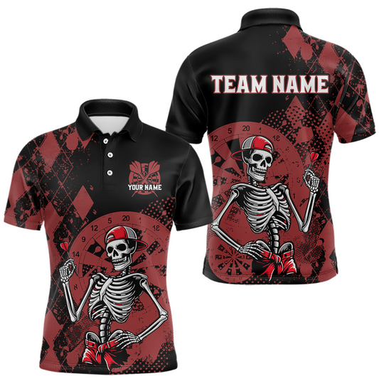 Maxcorners Custom Black & Red Dart Shirts for Team Polo & Quarter-Zip Dart Jersey for Men Dart Outfit