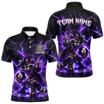 Maxcorners Custom Wizard Raccoon 8 Ball Billiard Shirt Pool Billiard Jersey for Men LM0410