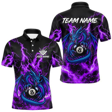 Maxcorners Custom Thunder Lightning Dragon 8 Ball Billiard Shirt Pool Billiard Jersey for Men LM0410