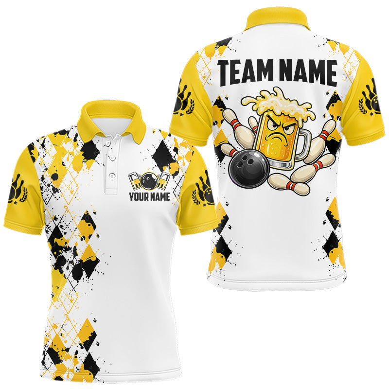Maxcorners Custom Funny Beer Bowling Team Shirts for Men Bowling League Jersey