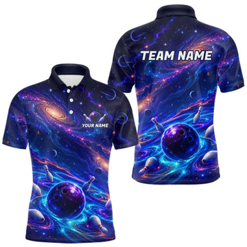 Maxcorners Custom Galaxy Bowling Shirt for Men Bowling League Jersey Bowling Outfit LM1508