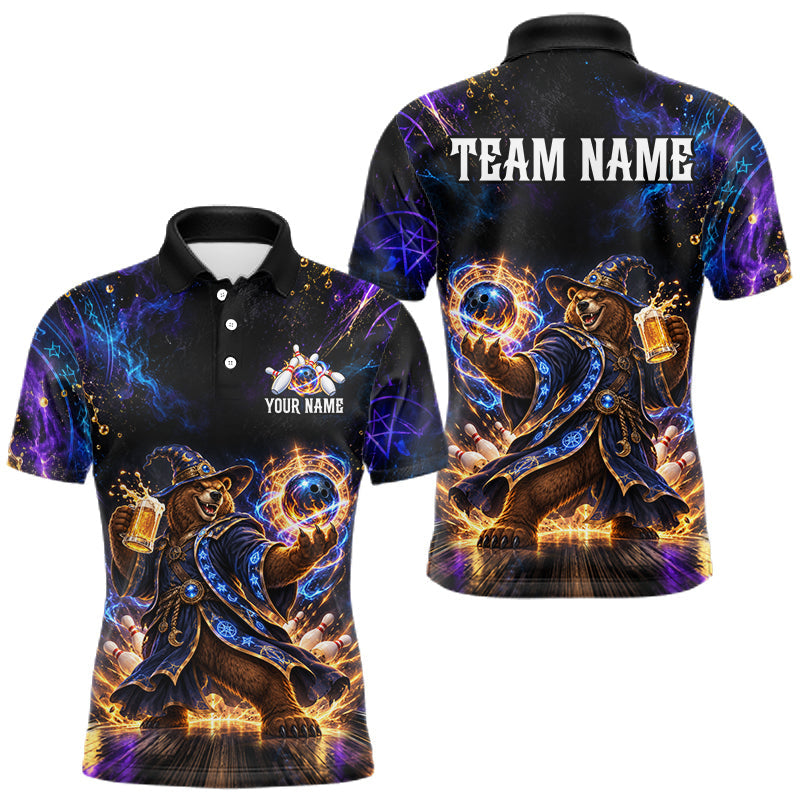 Maxcorners Custom Wizard Bear Bowling Team Shirt for Men Bowling Jersey