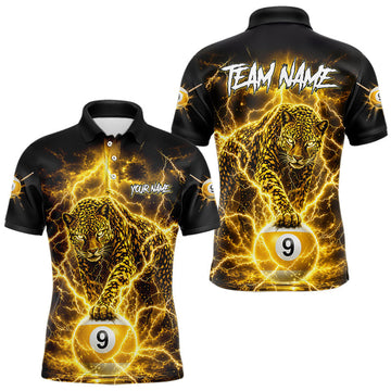 Maxcorners Custom Black & Gold Leopard Billiard Shirt 9 Ball Pool Team Jersey for Men Billiard Outfit LM0410