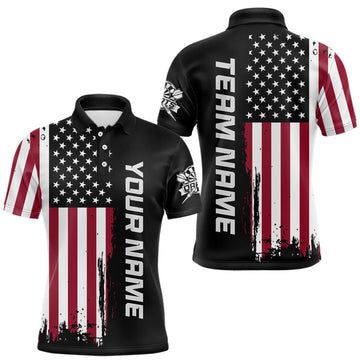 Maxcorners Custom American Flag Black Dart Shirt for Men, Patriotic Dart Team Jersey and Dartboard Outfit