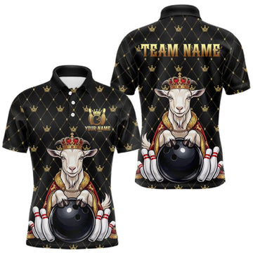Maxcorners Custom Funny King Goat Bowling Shirts Crown Bowling Jersey for Men LM2709