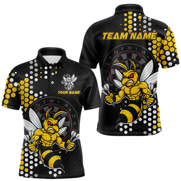 Maxcorners Custom Funny Bee Dart Team Shirt for Men Dart League Jersey Polo & 1/4-Zip Dartboard Shirt Outfit LM1005