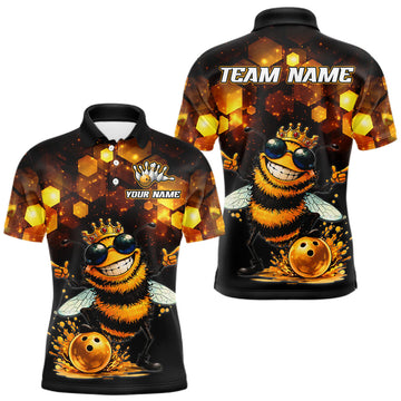 Maxcorners Funny Bee Bowling Shirt for Men Custom Bowling Team Jersey Bowling Outfit Polo & Quarter-Zip LM1903
