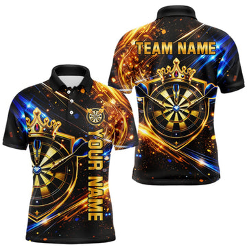 Maxcorners Custom King Crown Dartboard Shirt for Men Dart League Jersey Neon Dartboard Shirt LM1508
