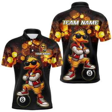 Maxcorners Custom Black & Gold Funny Duck Billiard Shirt for Men Billiard Jersey League 8 Ball Pool for Couple LM0503
