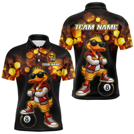 Maxcorners Custom Black & Gold Funny Duck Billiard Shirt for Men Billiard Jersey League 8 Ball Pool for Couple LM0503