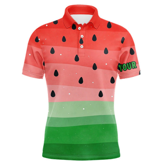 Maxcorners Watermelon Polo Shirt, Funny Mens Golf Polo Shirts Custom Golf Attire For Men, Golf Gifts