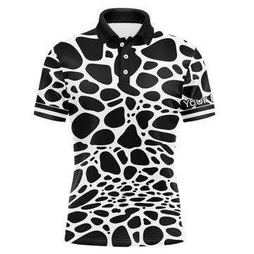 Maxcorners Mens Golf Polo Shirt Custom White Animal Mix Leopard Skin Prints Pattern Team Golf Tops, Golf Gift
