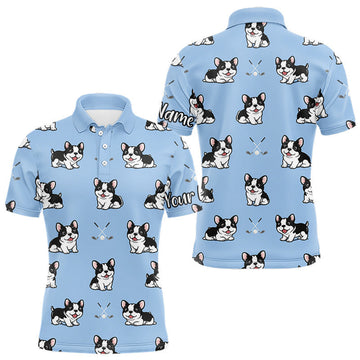 Maxcorners Mens Golf Polo Shirt Custom Funny French Bulldog Team Mens Golf Tops, Dog Lover Gift LM2201