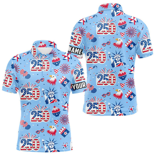 Maxcorners America 250th Anniversary Golf Polo Shirt For Men, Patriotic USA Golf Shirts, Independence Golf Gift