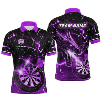 Maxcorners Custom Purple Galaxy Dragon Darts Shirt for Men Darts Team Jerseys Dartboard Shirt LM1508