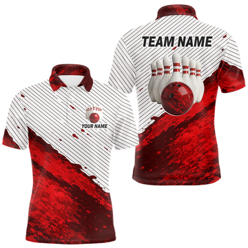 Maxcorners Red Bowling Shirts for Women Men Custom Bowling Jerseys Polo $ 1/4 Zip for Team