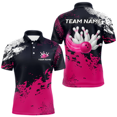 Maxcorners Pink Custom Bowling Shirts for Women Men Bowling Jersey Polo&1/4 Zip Shirt for Team TU1612