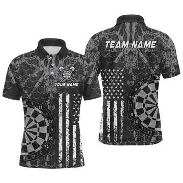 Maxcorners Custom American Flag Darts Shirt for Men Patriotic Darts Team Jerseys Dart League LM0607