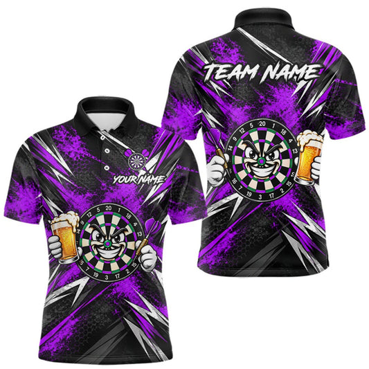 Maxcorners Custom Purple Funny Beer Dart Shirts for Men Dart Team Jerseys Dartboard Outfit Shirt LM0510