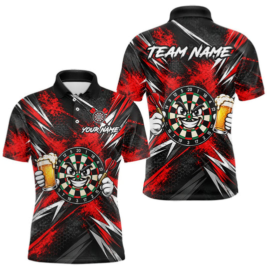 Maxcorners Custom Red Funny Beer Dart Shirts for Men Dart Team Jerseys Dartboard Outfit Shirt LM0510