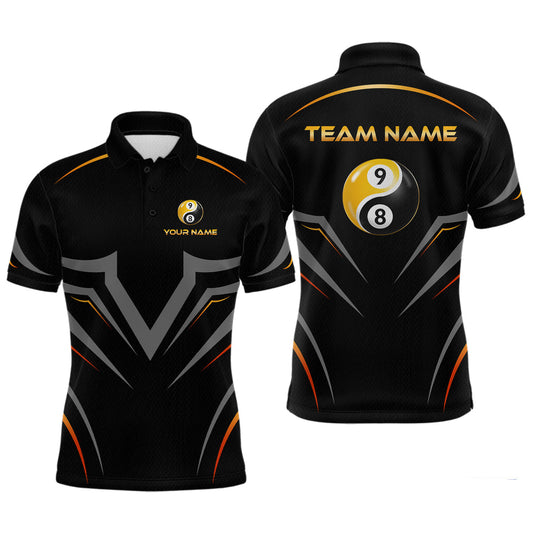 Maxcorners Custom 8 9 Ball Billiard Yin Yang Shirts for Men Billiard Team Shirts Billiard League Polo & 1/4 Zip LM0412