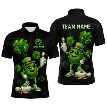 Maxcorners Funny St Patrick Day Bowling Bowling Jersey for Men Bowling Team Shirts Polo & 1/4 Zip TU0501