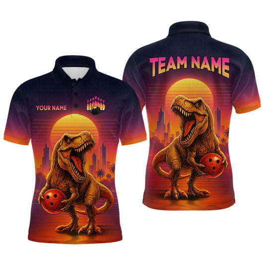 Custom Retro Dinosaur Bowling Jersey for Men Unisex Bowling Shirts for Team Polo & 1/4 Zip LM1203