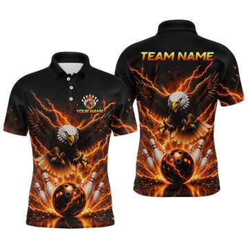 Maxcorners Custom Thunder Eagle Bowling Jersey for Men Bowling Team Shirts Bowling League Polo & 1/4 Zip LM1508