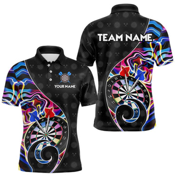 Maxcorners Custom Blue Neon Wave Darts Shirt for Men Darts Team Jerseys Dartboard Shirt LM1508